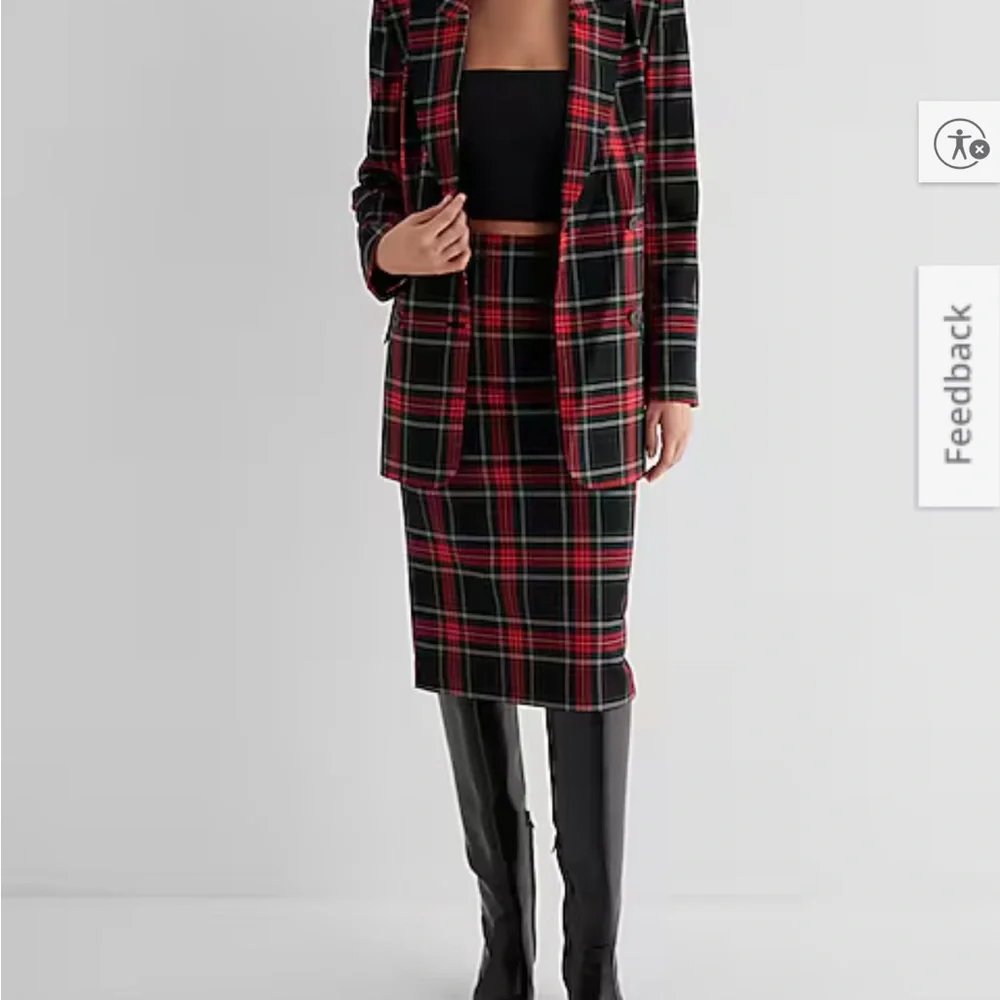 NWOT Express Tartan Plaid High Waist Pencil Midi Skirt - Picture 4 of 11